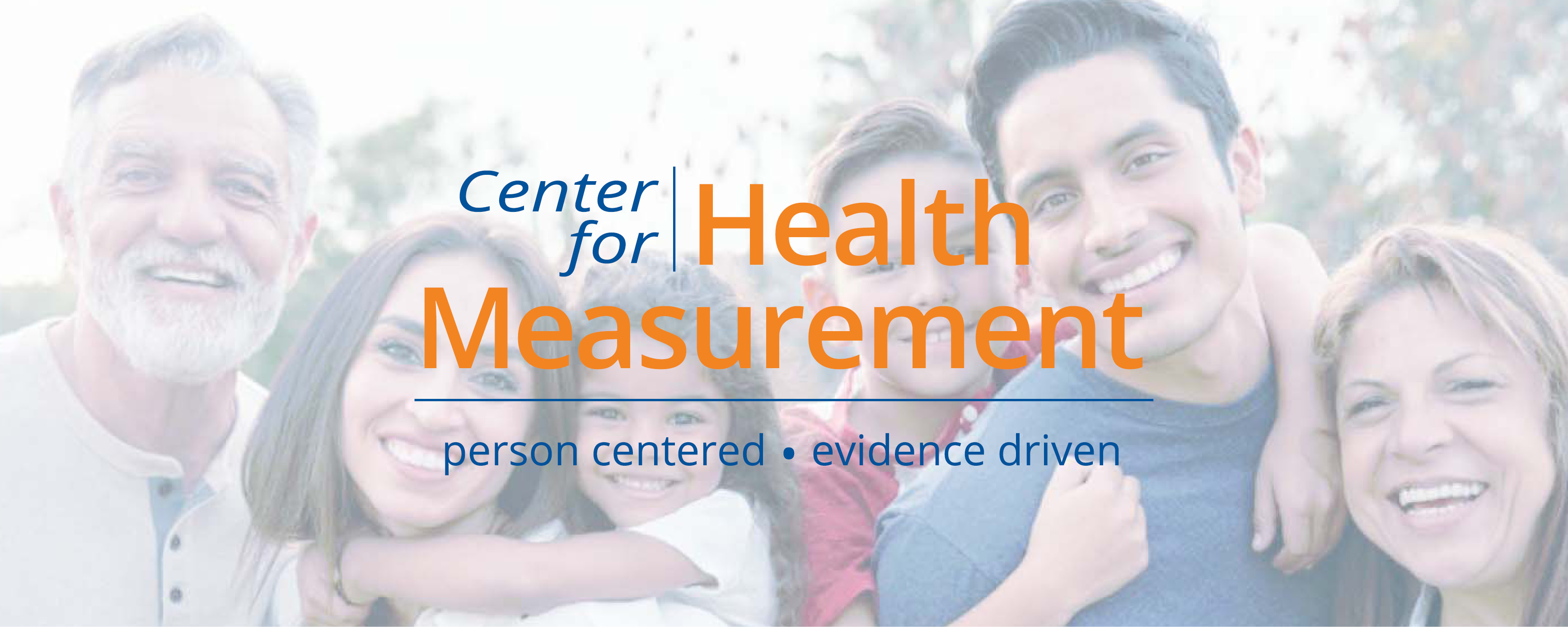 Diverse family and Center for Health Measurement Logo