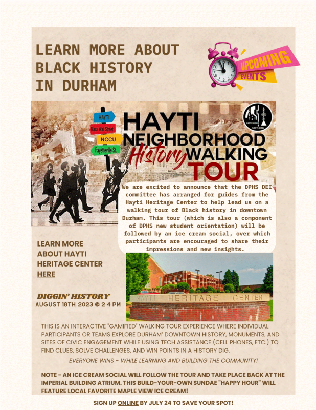 Hayti Neighborhood History Walking Tour Graphic 2023