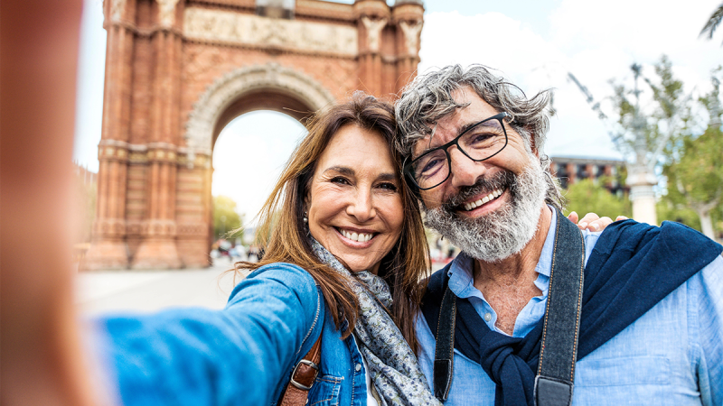 Stock photo of tourists taking a selfie