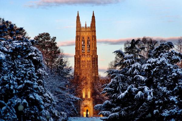 Duke Chapel in the snow
