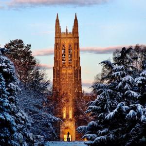 Duke Chapel in the snow